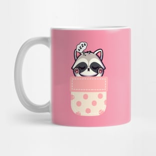 Sleepy Raccoon in Polka Dot Pocket Mug